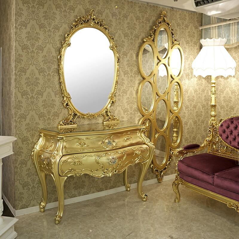 イタリア製　ゴールドコンソール＆ミラー(金箔仕上げ) イタリア製 ゴールドコンソール＆ミラー(金箔仕上げ) Mirror Console