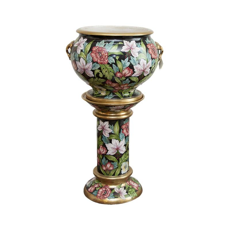 イタリア製 コラム＆ポット / 花台 フラワーベース 輸入家具 高級