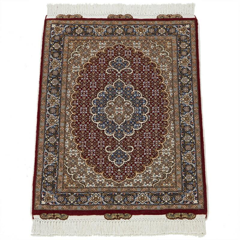 ペルシャ絨毯 タブリーズ 87×60cm / ウール シルク 手織り 手 ペルシャ絨毯 タブリーズ 87×60cm / ウール シルク 手織り 手