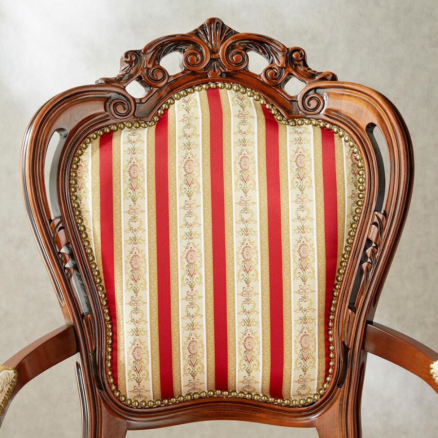 イタリア製 アームチェア レッドストライプ 幅63cm/椅子 チェア