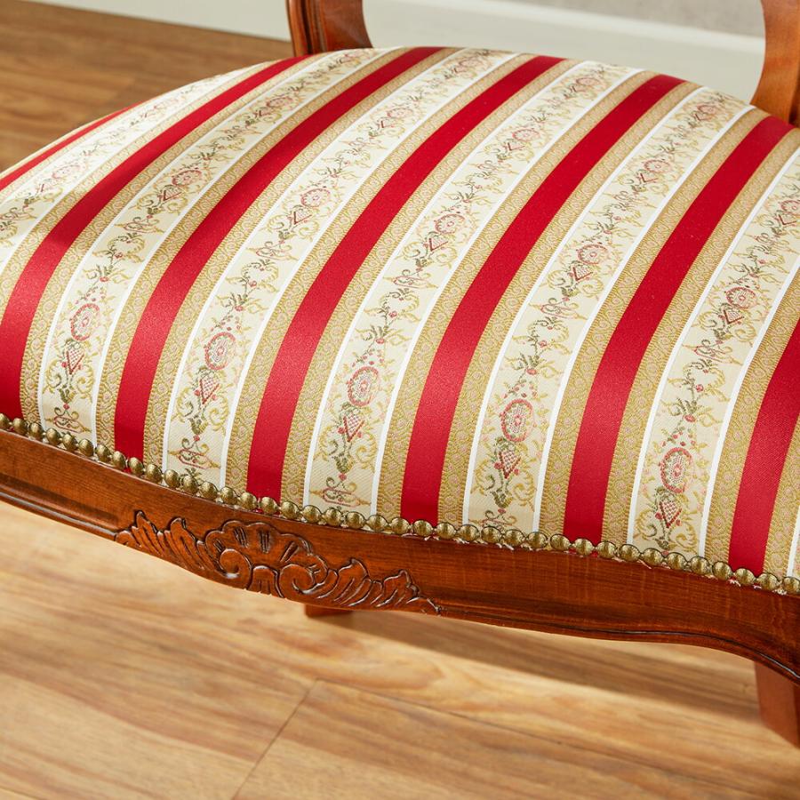 イタリア製 アームチェア レッドストライプ 幅63cm/椅子 チェア