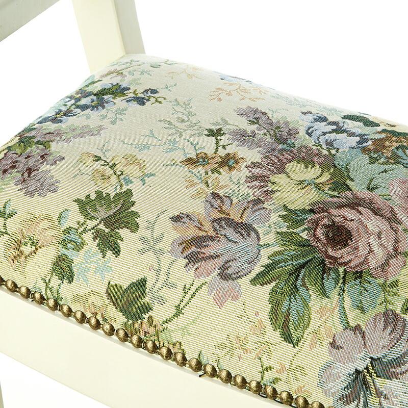 イタリア製 ベンチ ゴブランフラワー 幅72cm / イス 長椅子 スツール