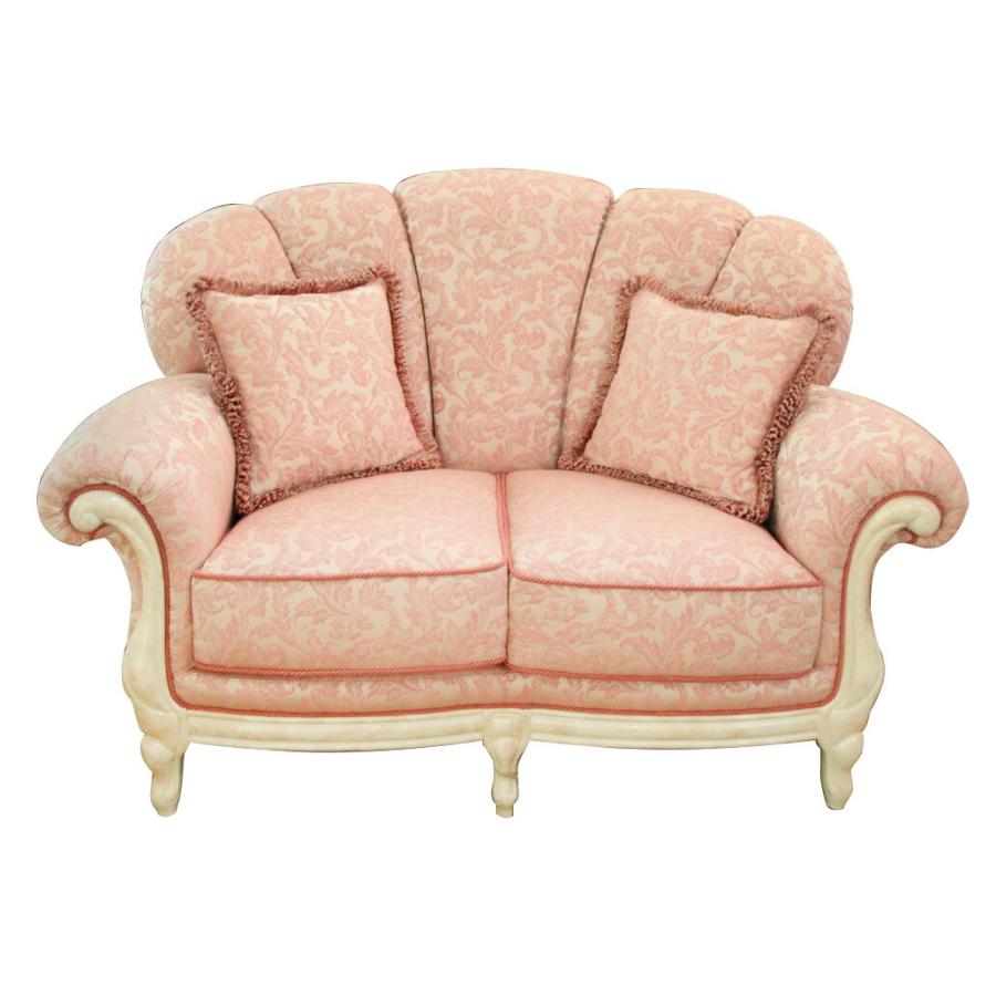 イタリア製3Pソファ（ピンク）アイボリー ヴェルサイユ サルタレッリ