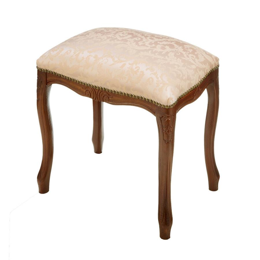 【イタリア製】アンティーク　スツール　猫脚　オットマン　ピンク イタリア製 輸入家具 フットスツール 足置き ピンク