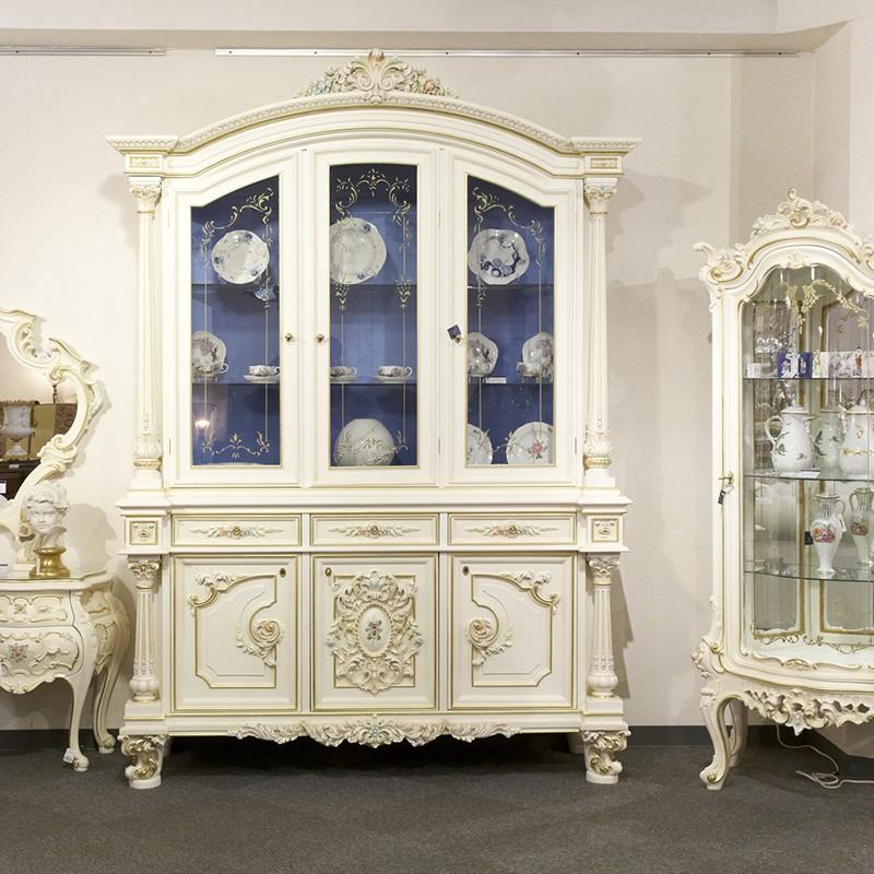 小売業者 シリック キャビネット アンティーク家具 照明有り 鍵付き