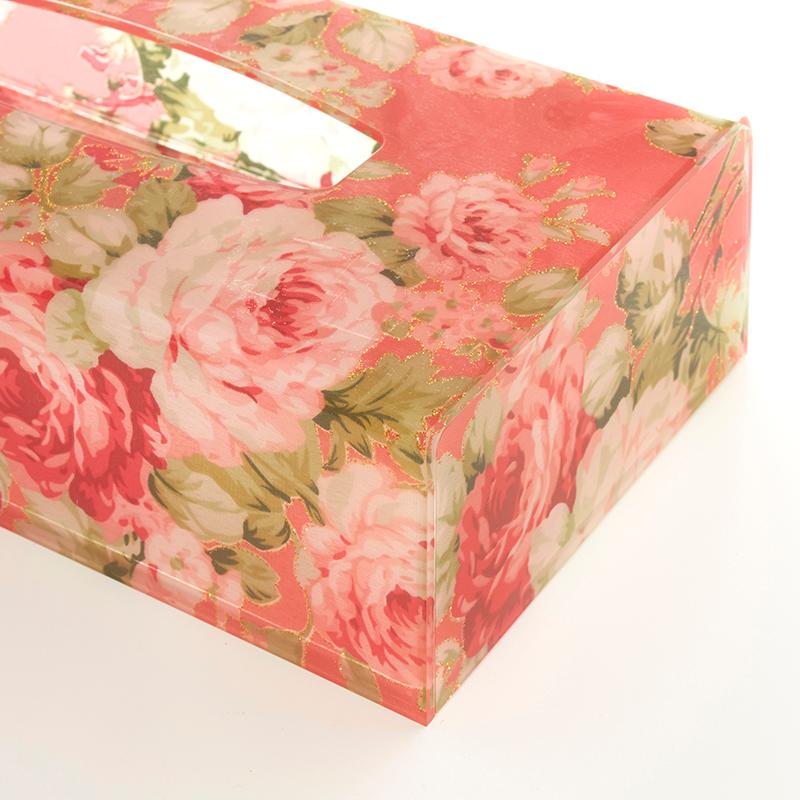 ティッシュケース※ベンチ型花台※キッチンシェルフ※ダストBOX※デコパージュ薔薇 アクリル ティッシュボックス / ティッシュBOX ティッシュケース