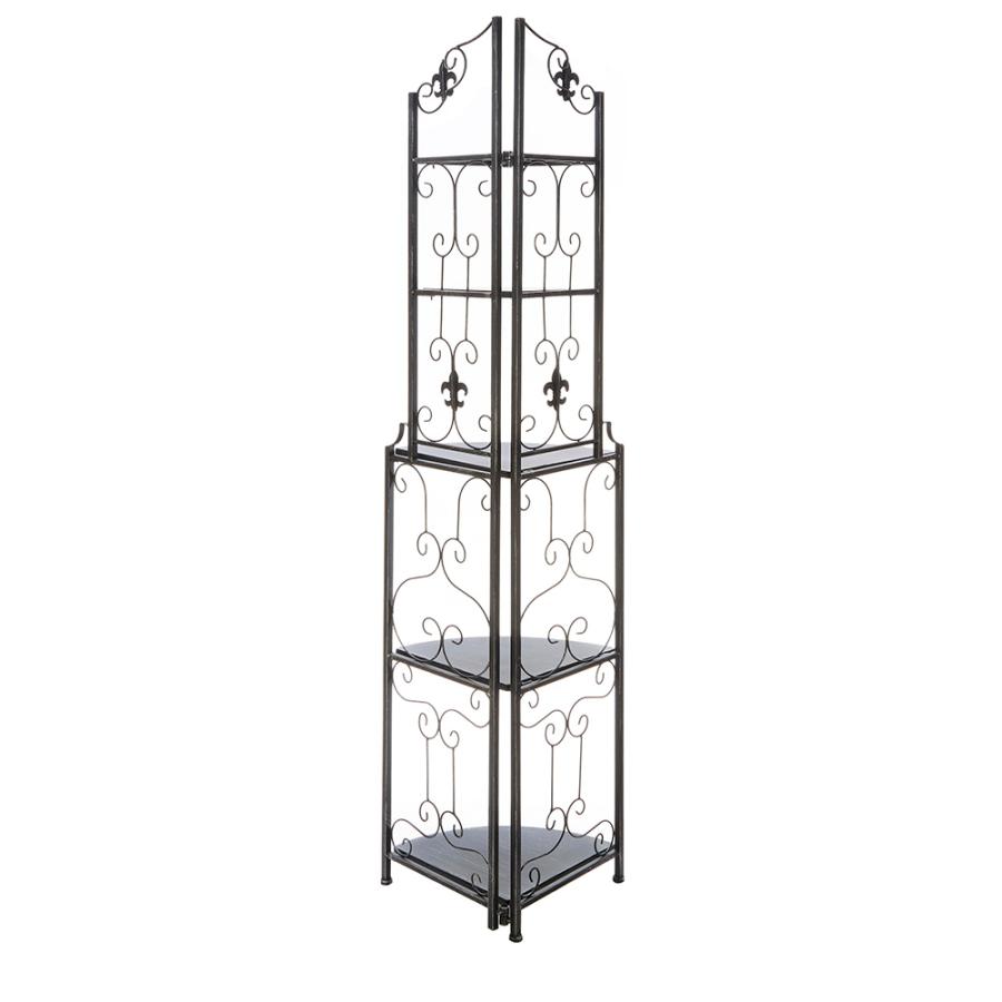 ⭐アンティーク レトロ コーナーラック飾り棚 4段 扉収納付き 高さ150cm⭐ アイアン コーナーラック 高さ157cm / コーナー シェルフ ラック