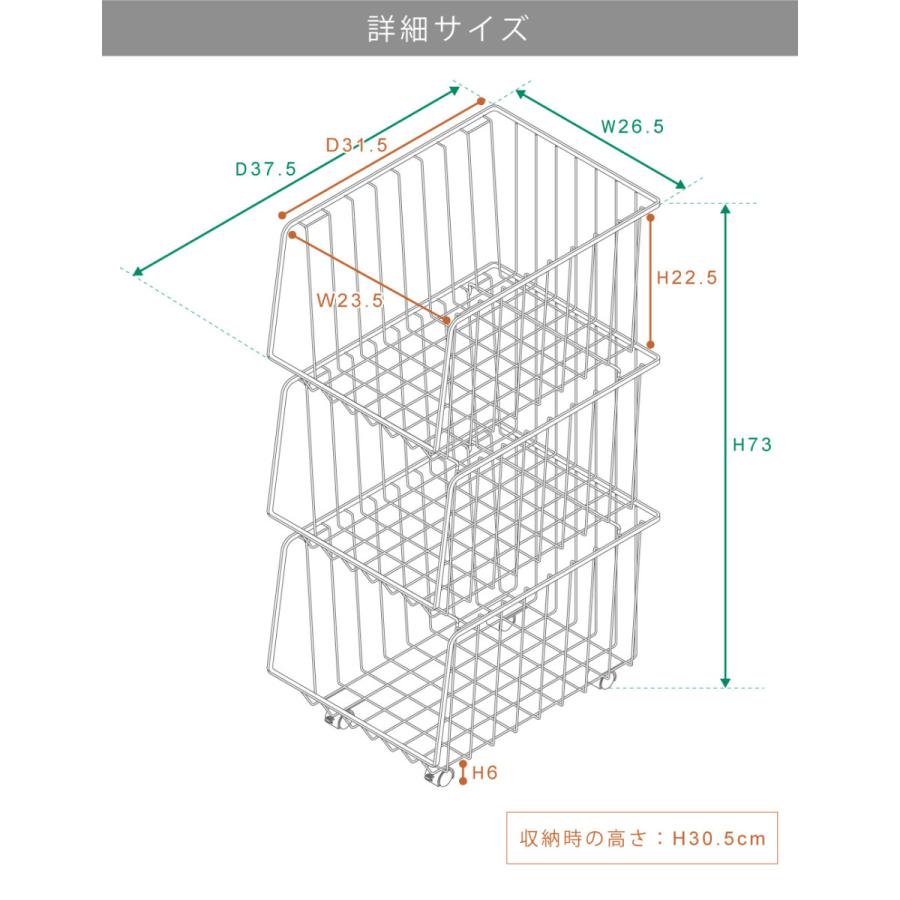 東谷 ランドリーラック ランドリー収納 ワゴン 3段 キャスター付き