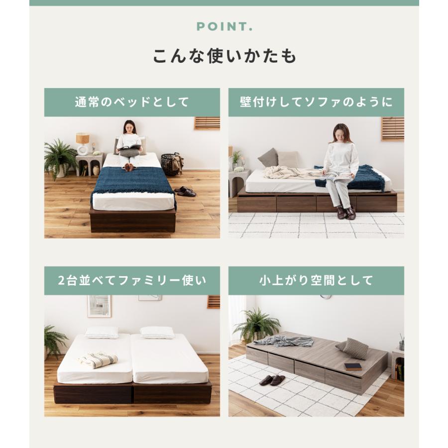 ベッド シングル 収納 ベッドフレーム 引き出し4杯 おしゃれ 木目調 キャスター付き ロータイプ 北欧 一人暮らし 大容量 広い 寝具 一人用 シンプル ワンルーム | 東谷 | 15