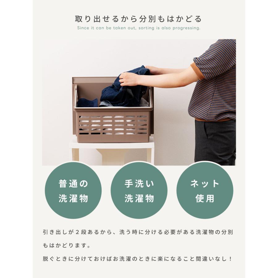 ランドリーバスケット ワゴン 2段 スリム おしゃれ かご キャスター ランドリーボックス ボックス ランドリー バスケット ベージュ ブルー ブラウン アイボリー | 東谷 | 14