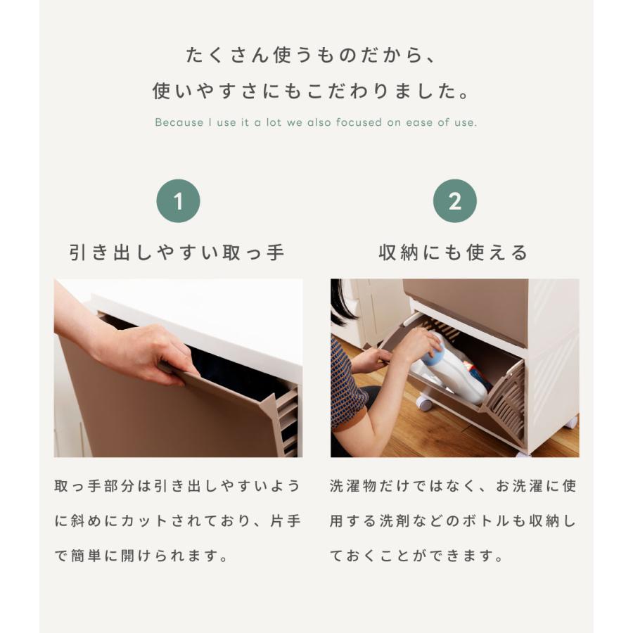 ランドリーバスケット ワゴン 2段 スリム おしゃれ かご キャスター ランドリーボックス ボックス ランドリー バスケット ベージュ ブルー ブラウン アイボリー | 東谷 | 10