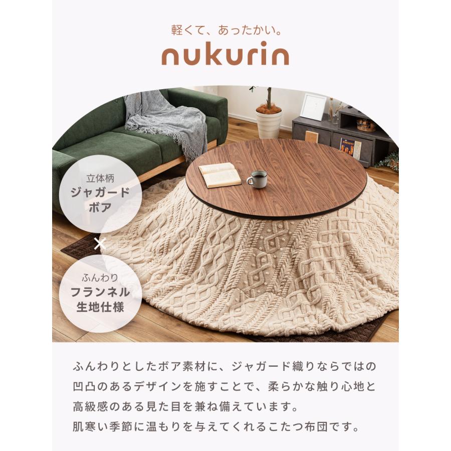 こたつ布団 丸型 おしゃれ 225cm こたつ掛け布団 薄掛け 薄手 かわいい コタツ ジャガードボア | 東谷 | 06
