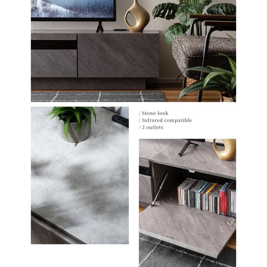 テレビ台 ローボード 180cm 収納 テレビスタンド テレビボード TV台 TVボード おしゃれ シンプル 北欧 モダン 大理石柄 ストーン柄 北欧 ブラック ホワイト | 東谷 | 04