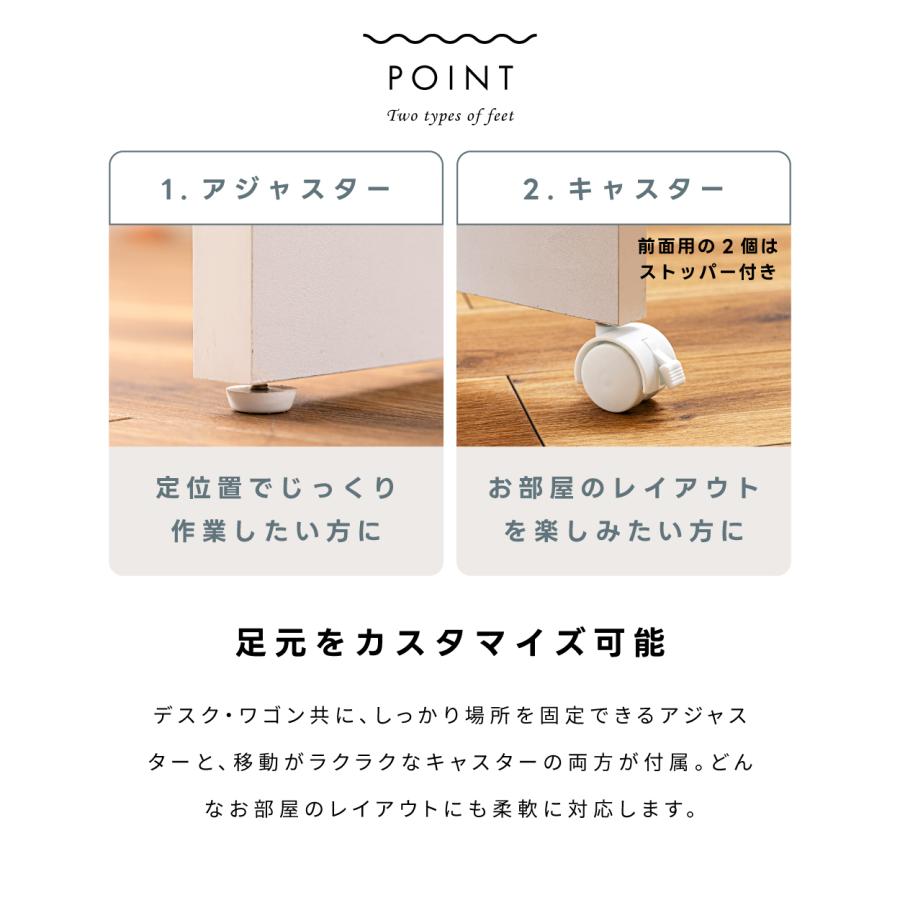 東谷 ネイルテーブル デスク ワゴン 2点セット 幅94 白 ガラス