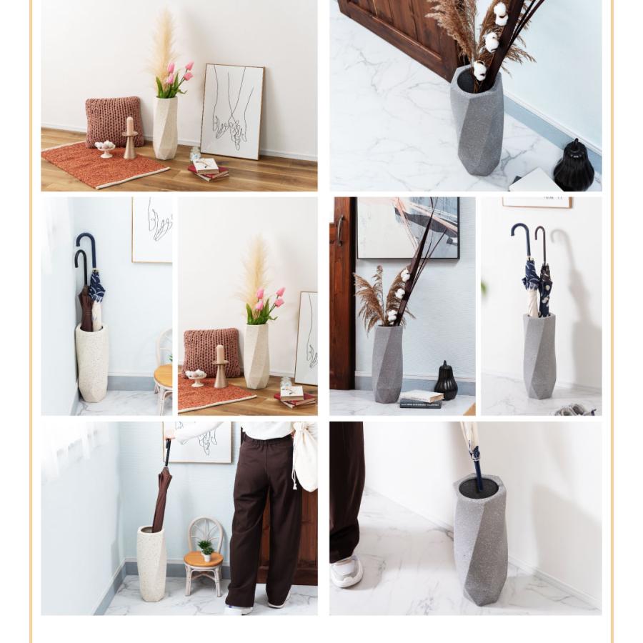 傘立て スリム おしゃれ 陶器 北欧 屋外 コンパクト 白 グレー  シンプル 玄関 省スペース アンブレラスタンド 石調 細長 深め 深い 4本 少数 小さめ 錆びない | 東谷 | 10