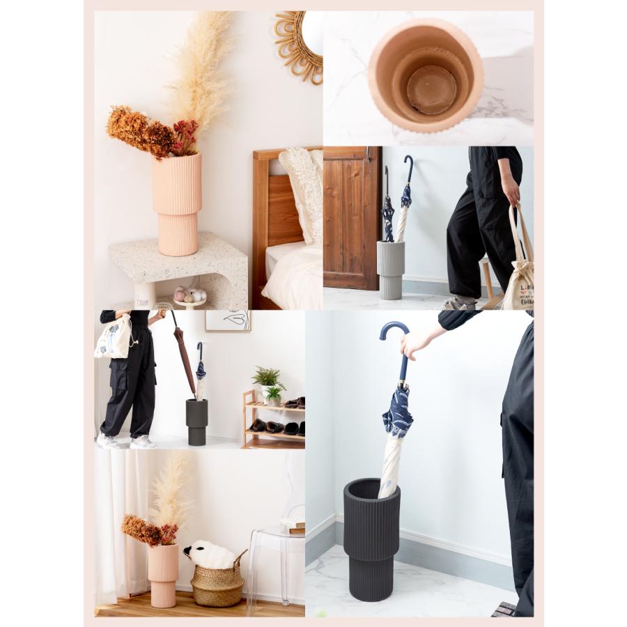 傘立て スリム 陶器 丸 円形 おしゃれ ストライプ 柄 模様 ナチュラル フラワーベース コンパクト かわいい 傘入れ 玄関 アンブレララック シンプル モダン 北欧 | 東谷 | 13