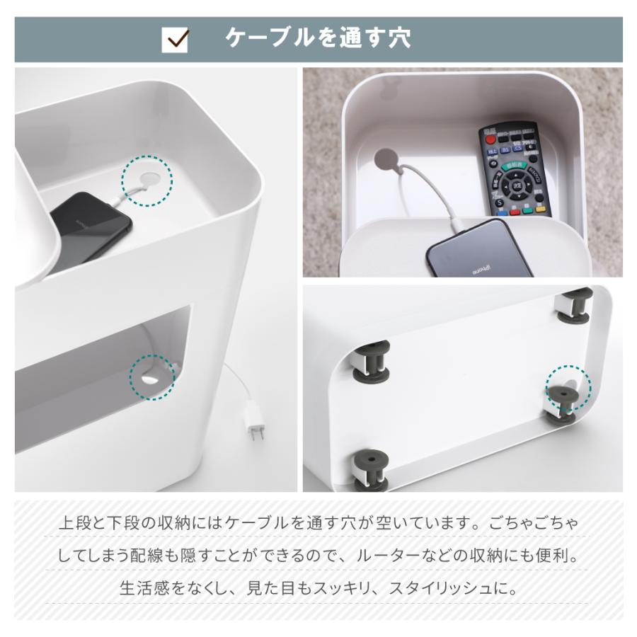 東谷 サイドテーブル おしゃれ 北欧 丸 収納 白 キャスター付き ゴミ箱