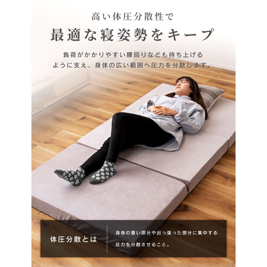 マットレス 3つ折り シングル 高反発 ウレタン 厚み10cm メッシュ素材 リバーシブル 硬め 洗えるカバー 清潔 シンプル 快適 折りたたみ 折り畳み 来客用 | 東谷 | 09