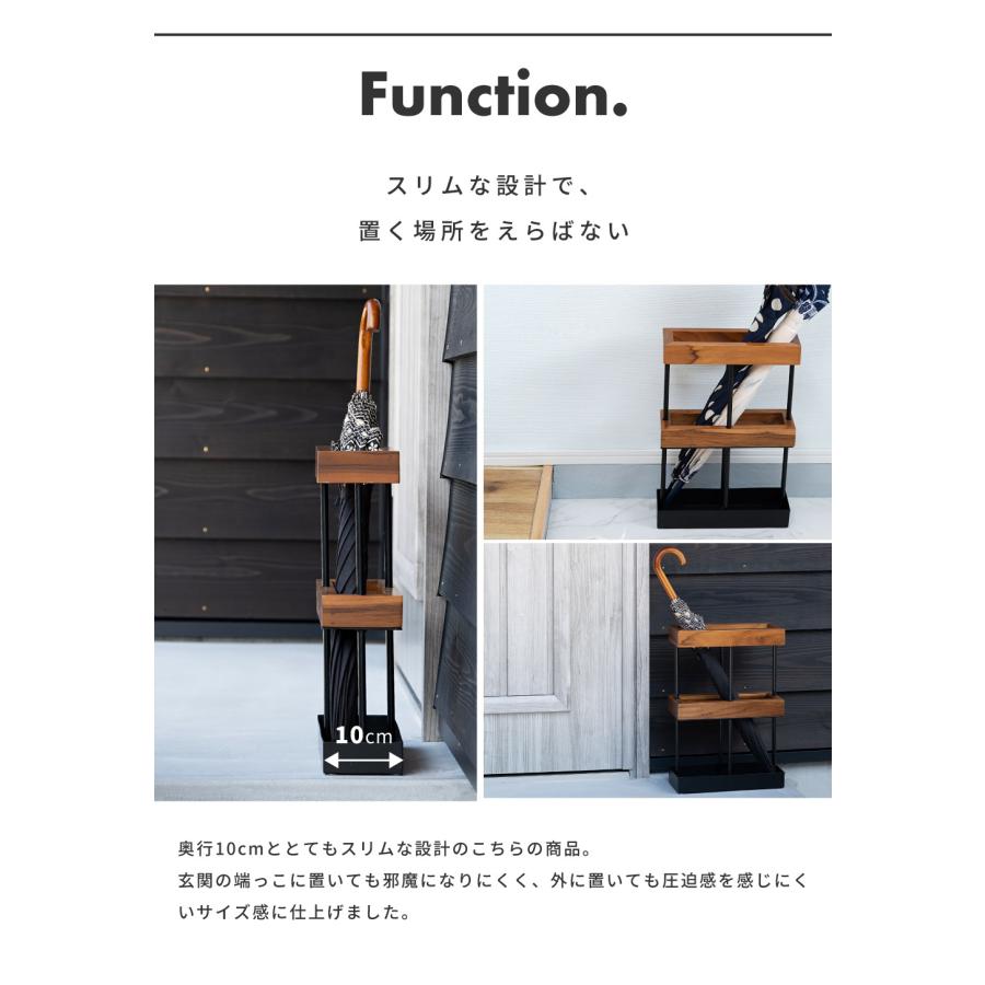 傘立て おしゃれ スリム 外置き アイアン 傘置き アンブレラスタンド 四角 屋外 かさたて 玄関 北欧 コンパクト 木製 シンプル モダン インダストリアル | 東谷 | 04