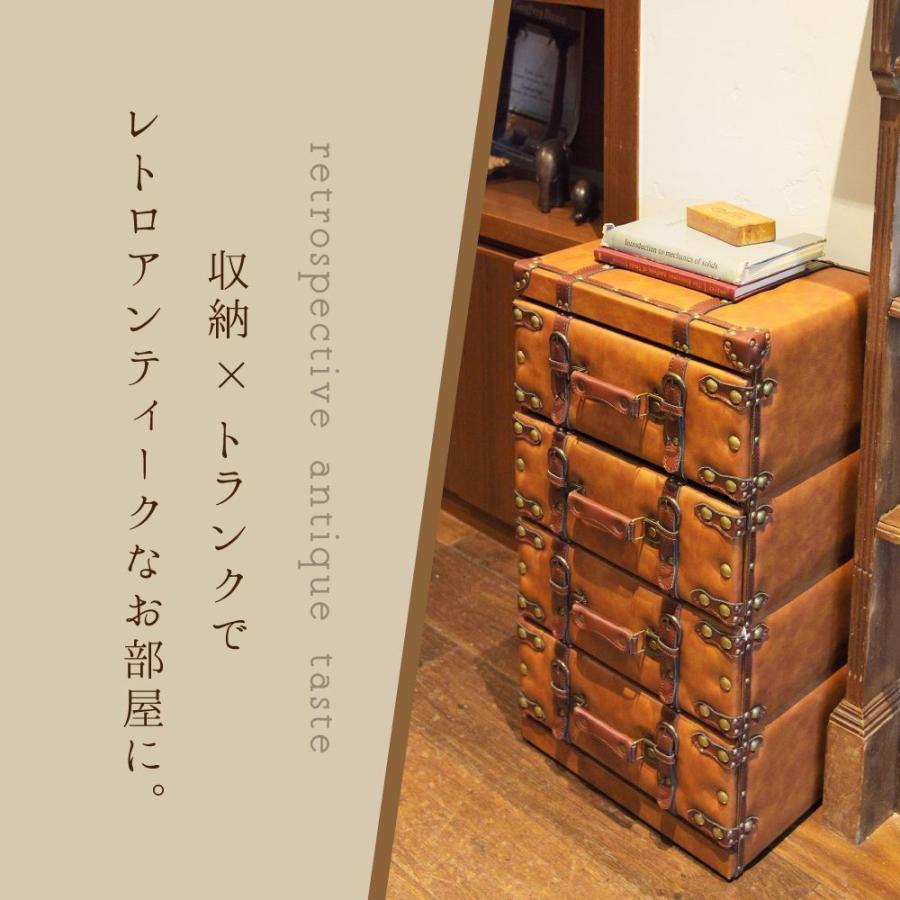 チェスト 木製 おしゃれ 4段 完成品 タンス 引き出し収納 収納家具 合皮 レザー アンティーク 安い 人気|maisonplus|02