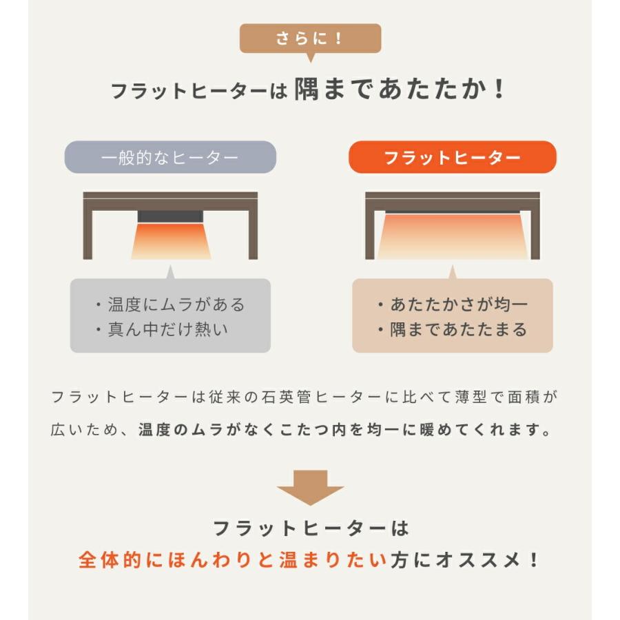 こたつ テーブル 長方形 おしゃれ カーボンフラットヒーター 省エネ 105×75 ブラウン オールシーズン センターテーブル シンプル ナチュラル 手元 温度調節 | 東谷 | 13