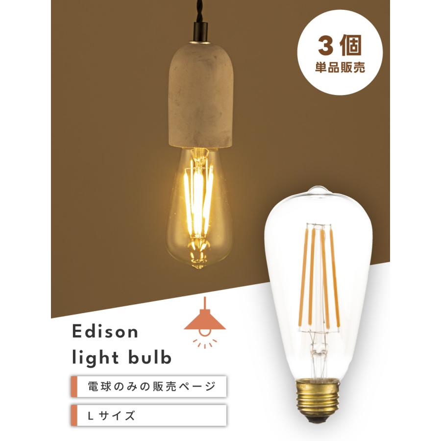 東谷 電球 E26 4W LED 3個セット エジソン電球 Lサイズ 電球のみ