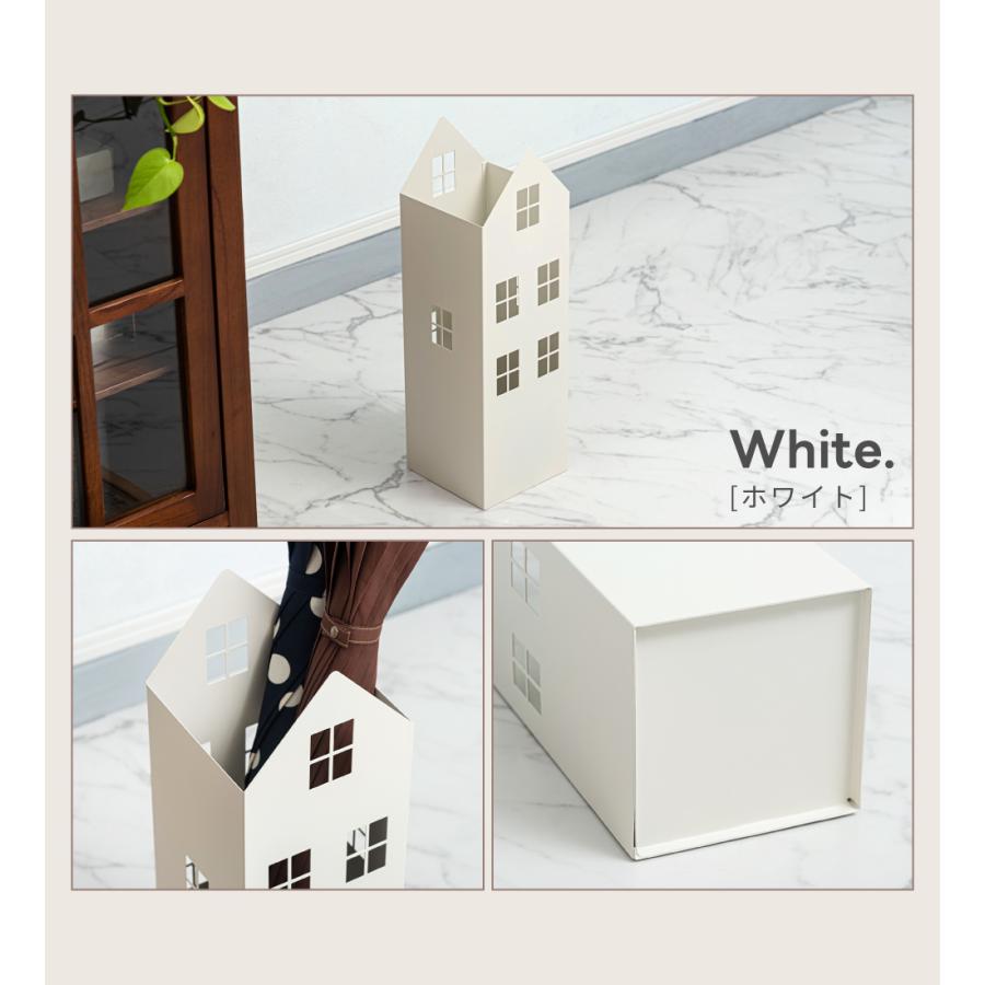 傘立て おしゃれ スリム 幅15.5 外置き 水受け付き 倒れにくい 傘9本 ハウス型 錆びにくい 四角 正方形 玄関 スチール製 完成品 可愛い モダン 屋外 屋内 軽量 | 東谷 | 14