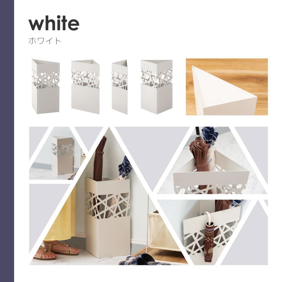 傘立て おしゃれ スリム 外置き 三角 水受け付き 玄関 スチール製 完成品 可愛い モダン 黒 白 屋外 屋内 軽量 | 東谷 | 12