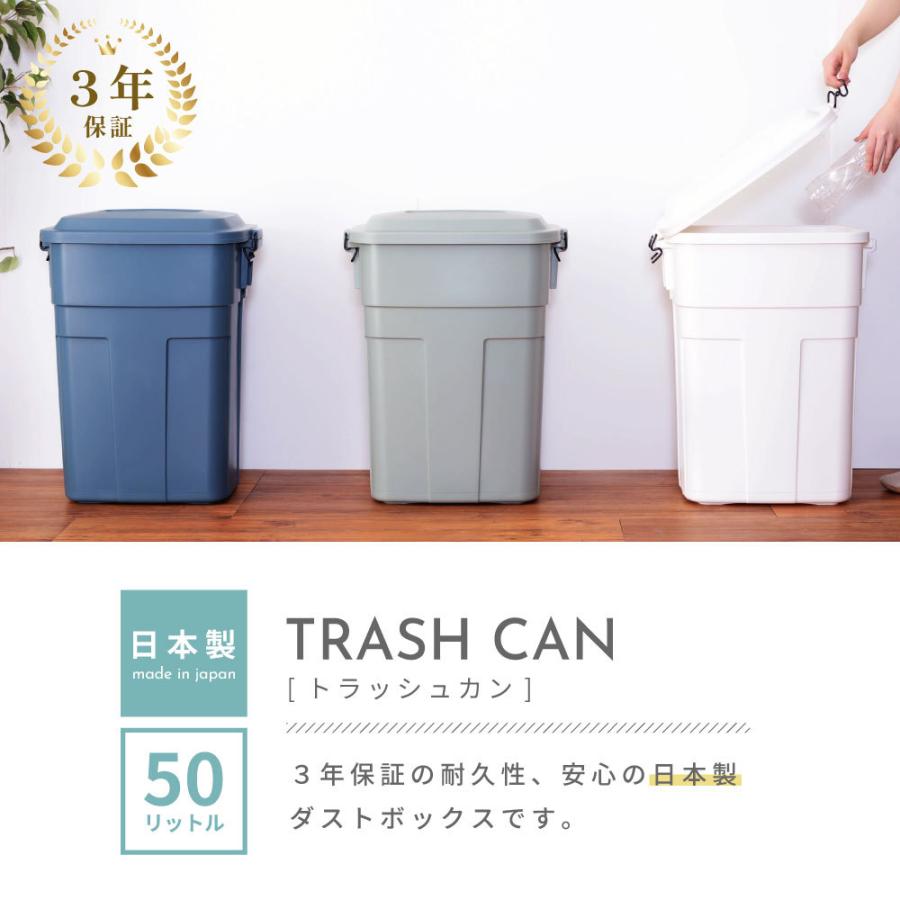 ゴミ箱 2個セット 50リットル 50l おしゃれ 分別 屋外 ごみ箱 蓋付きゴミ箱 ダストボックス フタ付き ごみ 大きめ 国産 日本製 グリーン ネイビー ホワイト | 東谷 | 04
