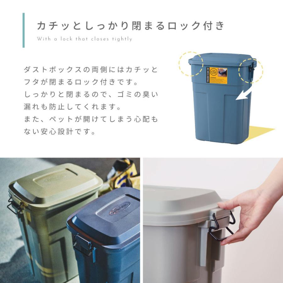 ゴミ箱 2個セット 50リットル 50l おしゃれ 分別 屋外 ごみ箱 蓋付きゴミ箱 ダストボックス フタ付き ごみ 大きめ 国産 日本製 グリーン ネイビー ホワイト | 東谷 | 06