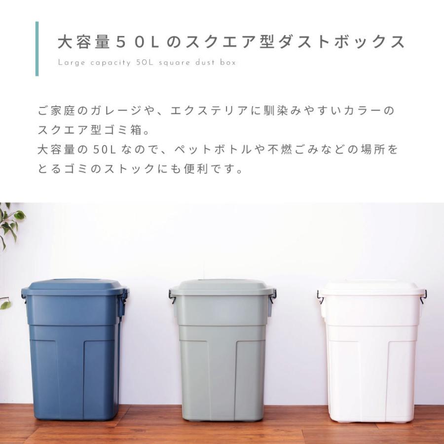 ゴミ箱 50リットル 50l おしゃれ 分別 屋外 ごみ箱 蓋付きゴミ箱 ダストボックス フタ付き ごみ おしゃれゴミ箱 大きめ 国産 日本製 グリーン ネイビー ホワイト | 東谷 | 05
