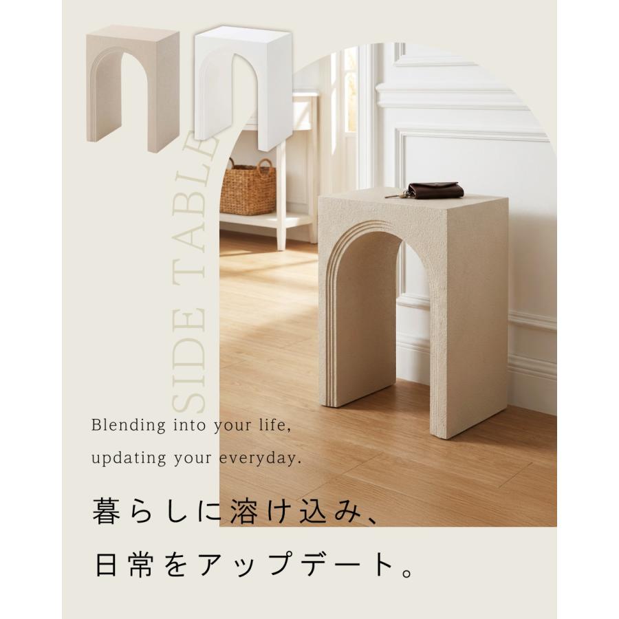 サイドテーブル ベッドサイドテーブル ナイトテーブル 白 テーブル ベッドテーブル ソファ おしゃれ 完成品 韓国 グレージュ ホワイト | 東谷 | 04