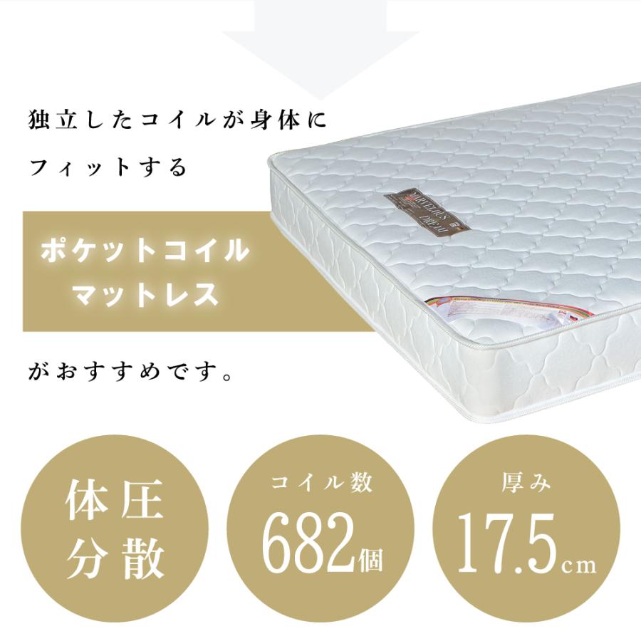 マットレス ダブル ポケットコイル コイル 体圧分散 厚い 厚み10cm以上 極厚 シンプル モダン 体圧分散 寝具 揺れにくい フィット 肩こり 高さ17.5cm シンプル | 東谷 | 04