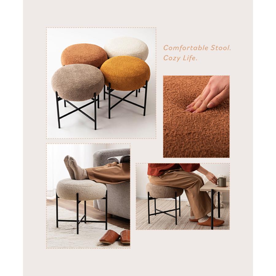 スツール 椅子 おしゃれ 丸 高さ40cm 円形 来客用 ナチュラル 北欧 モダン シンプル ファブリック チェア 椅子 | 東谷 | 06