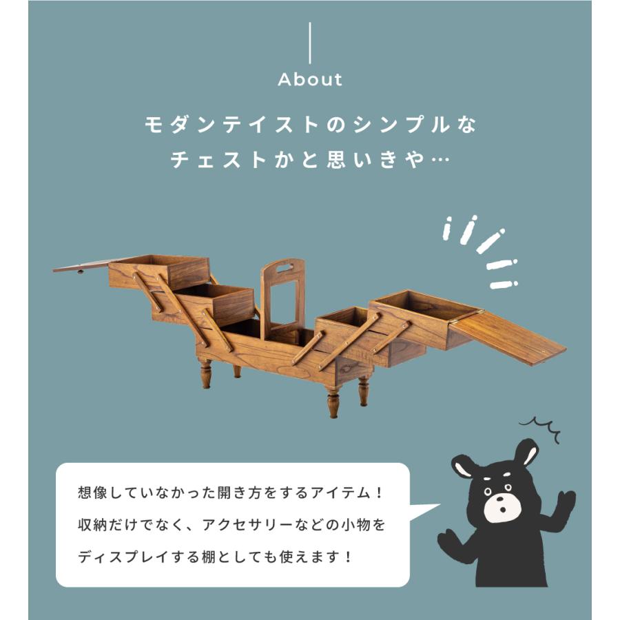 収納ケース ボックス おしゃれ ケース 収納 収納ボックス ディスプレイ アンティーク 取っ手 持ち手 持ち運び 天然木 木製 棚 展開 省スペース コンパクト 小物 | 東谷 | 02