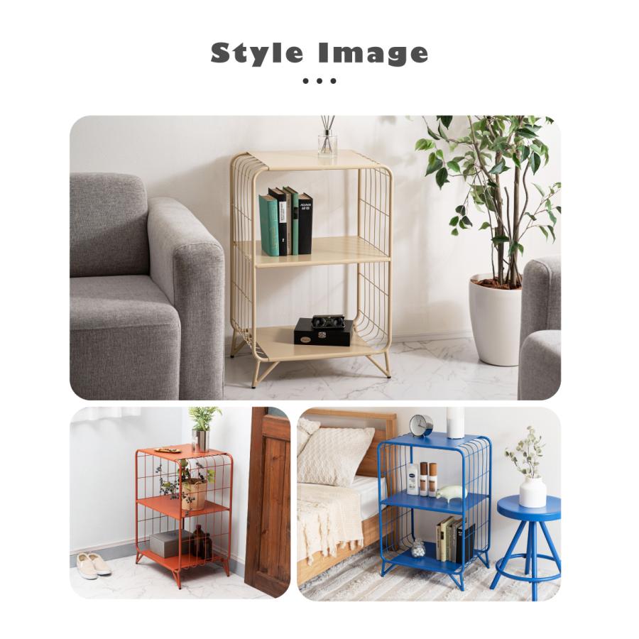 オープンラック 3段 スチール 棚 スタイリッシュ 完成品 幅47.5 ベッドサイド 寝室 玄関 スリム コンパクト 花台 ディスプレイ オレンジ ブルー ベージュ 青 | 東谷 | 12