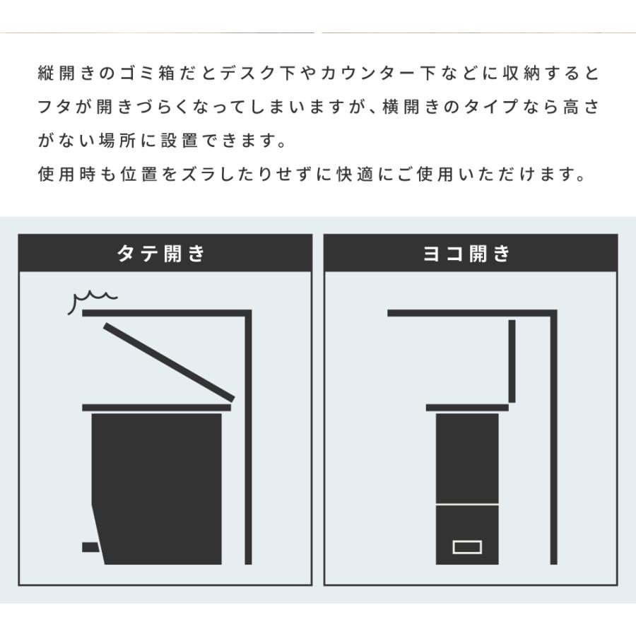 【同色2個セット】　ゴミ箱 スリム 13リットル 軽い 軽量 袋止め ダストボックス 20L袋 キッチン リビング 室内 フタ付き ペダル式 抗菌 防汚 白 黒 デスク下 | RISU（家具、インテリア） | 07