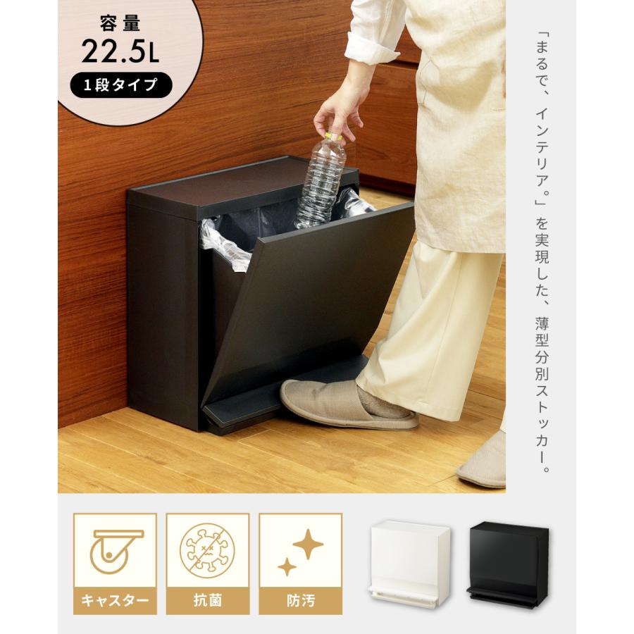 ゴミ箱 分別 おしゃれ 22.5リットル スリム ダストボックス 蓋つきゴミ箱 キャスター ペダル式 サニタリー収納 キッチン 資源ごみ 22.5L リビング 室内 おむつ |  | 01