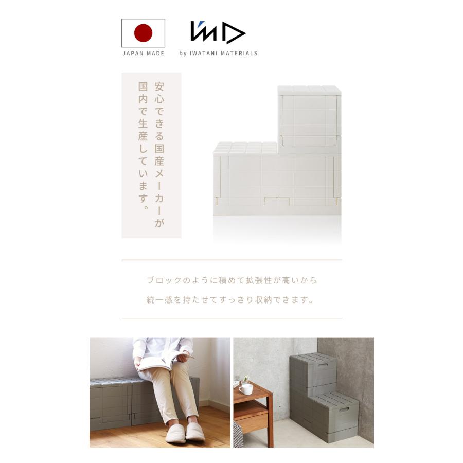 収納ボックス 不透明 20L 正方形 立方体 四角 折りたたみ 積み重ね 蓋あり コンテナ 幅30 ブロック 収納スツール 国産 日本製 衣類収納 クローゼット 玄関 椅子 | 東谷 | 06