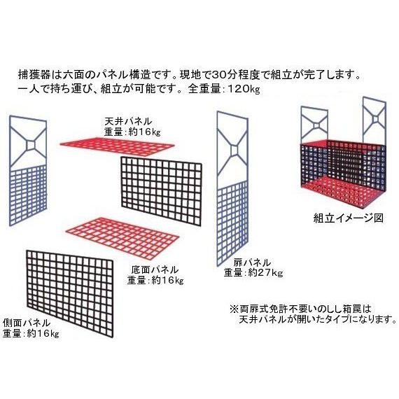 マイスター　両扉式　いのしし箱罠　パネル組み立て式　ワナ　オリ　イノシシ用捕獲器