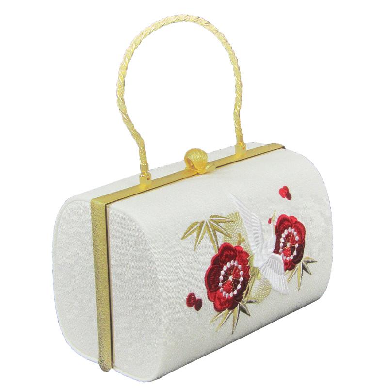 レディース 鶴梅刺繍入り和装バッグ 日本製 agkt17_5