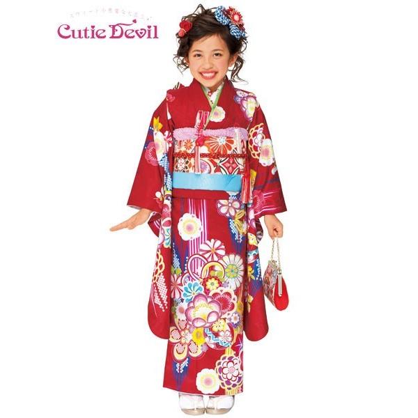 七五三 女の子７歳着物２２点セット合繊　キューティーデビルCA702