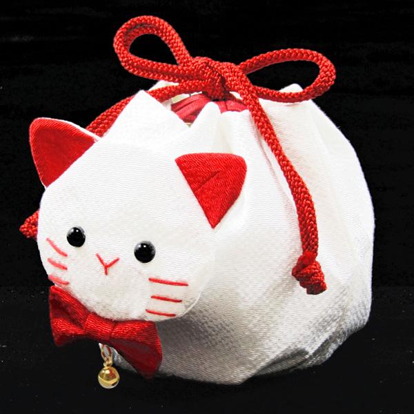 七五三 猫巾着（鈴付き）白 neko04 : 京の舞姿 - 通販 - Yahoo 