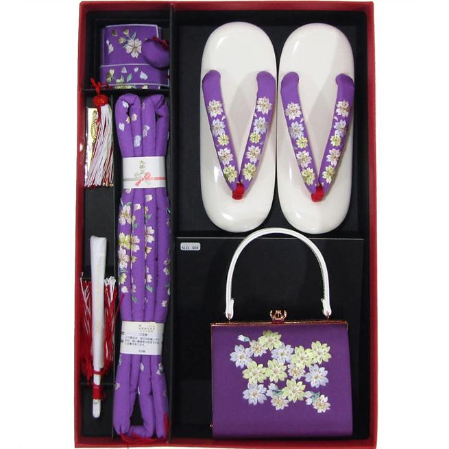 七五三7歳用 正絹結び帯＋箱せこセットohsk03紫 : 京の舞姿 - 通販