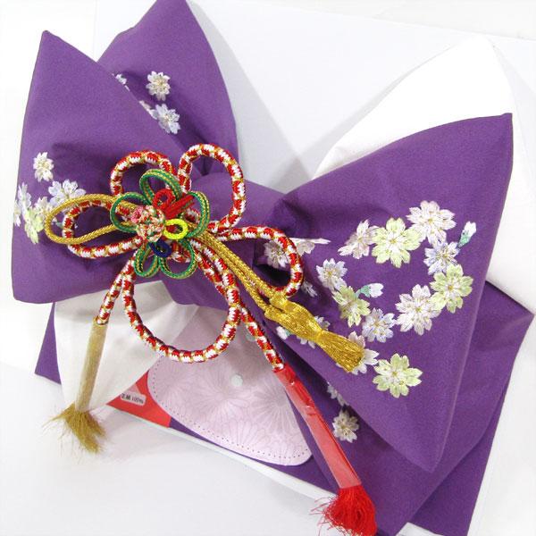 七五三7歳用 正絹結び帯＋箱せこセットohsk03紫 : 京の舞姿 - 通販