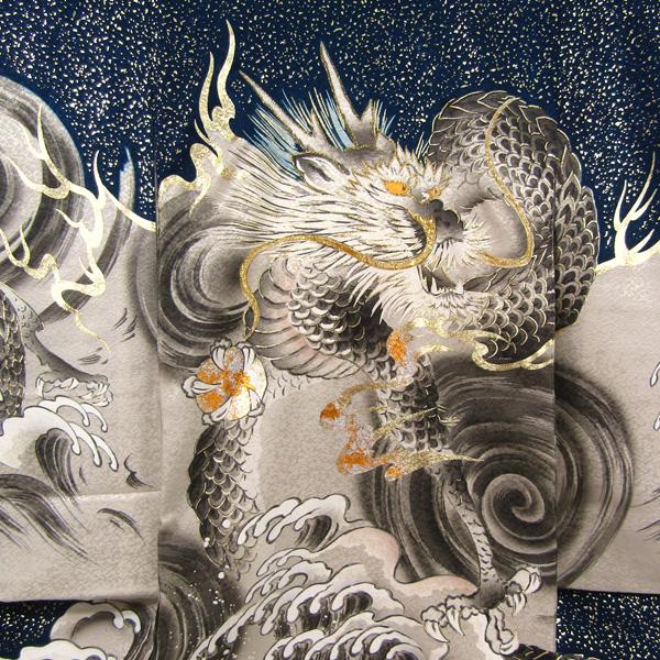 B105 正絹 西陣織 天然灰汁醗酵建 本藍染 袋帯 着物