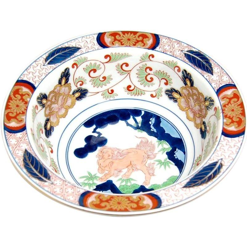 有田焼古伊万里獅子紋 深鉢（古伊万里 色絵 花鳥紋に獅子の図 深