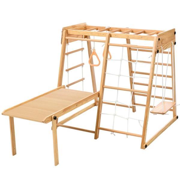 美品 ジャングルジム 折りたたみ 9 in1 滑り台 室内　木製 大型遊具 天然木 耐荷重50kg　ギフト　誕生日プレゼント 【I2981589700】(16175円)