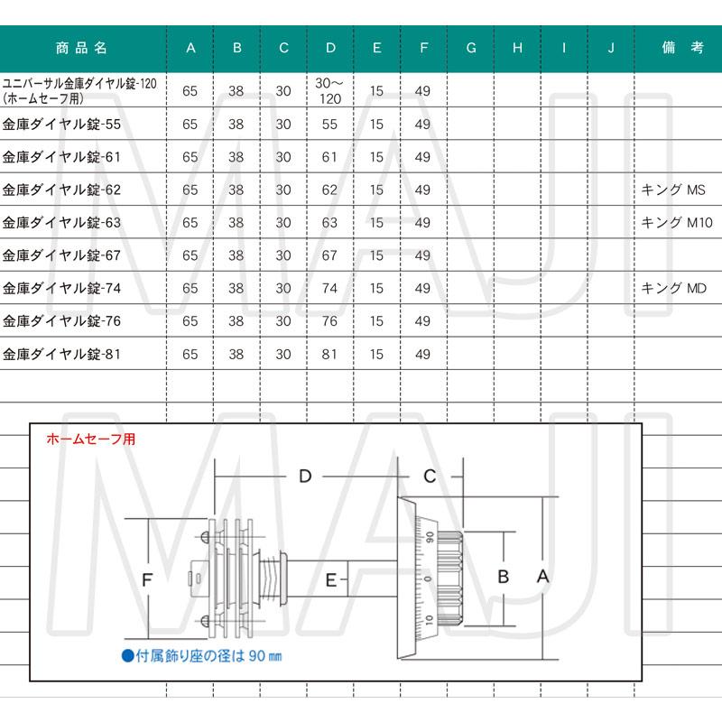FUKI,フキ ユニバーサル金庫ダイヤル錠-120（ホームセーフ用） 鍵 交換 