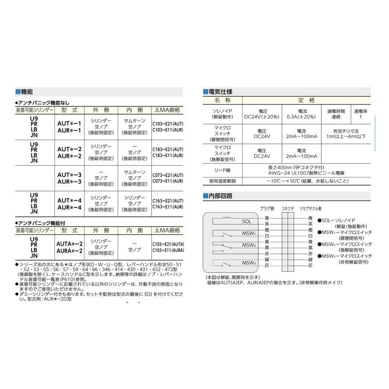 美和ロック 鍵 交換 美和ロック、MIWA AUT 通用口/非常口用電気錠 ノブ